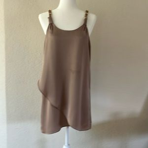 Forever 21 tan silky mini dress.  Size L.  Fun and flirty.